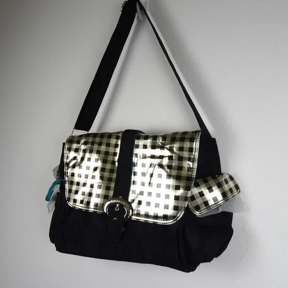 Kalencom Baby Diaper Bag Infant Black Gold + Bottle Bag Zip Pouch Changing Pad